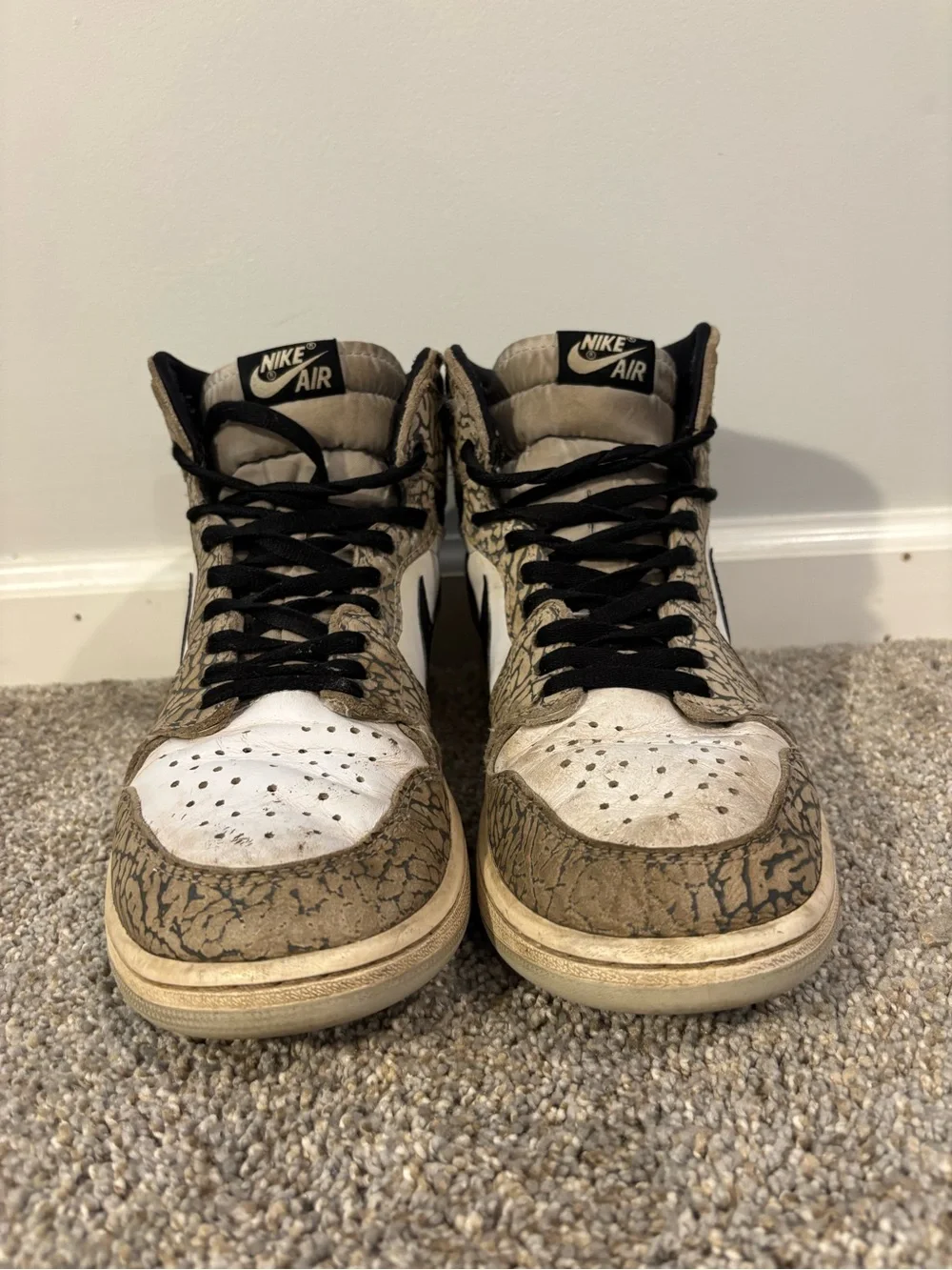 Nike Air Jordan 1 Retro OG High White Cement Men’s Sz 10 Used Black White Gray